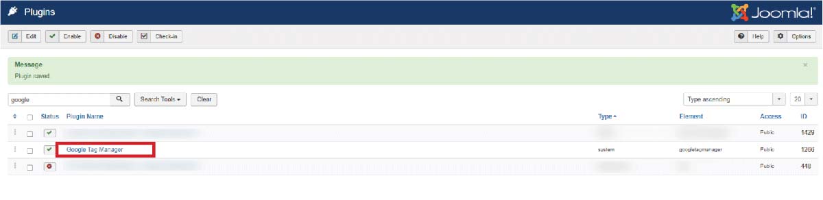 Joomla GTM plugin instructions